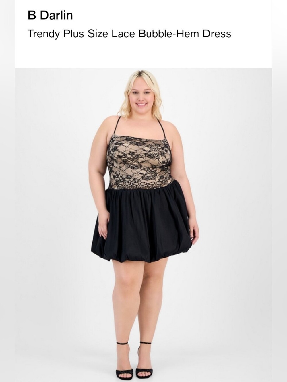 B. Darlin Black and Cream Lace-Trim Dress